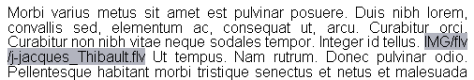 Capture d'un texte avec le chemin vers le fichier vidéo